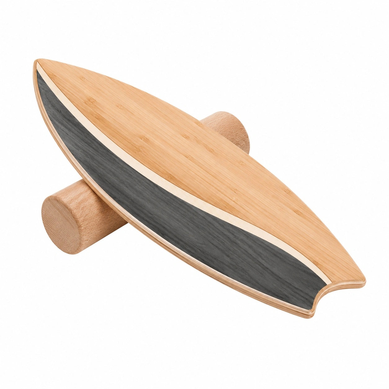 Balance Board aus Bambus für Gleichgewichtstraining in Schwarz und Natur