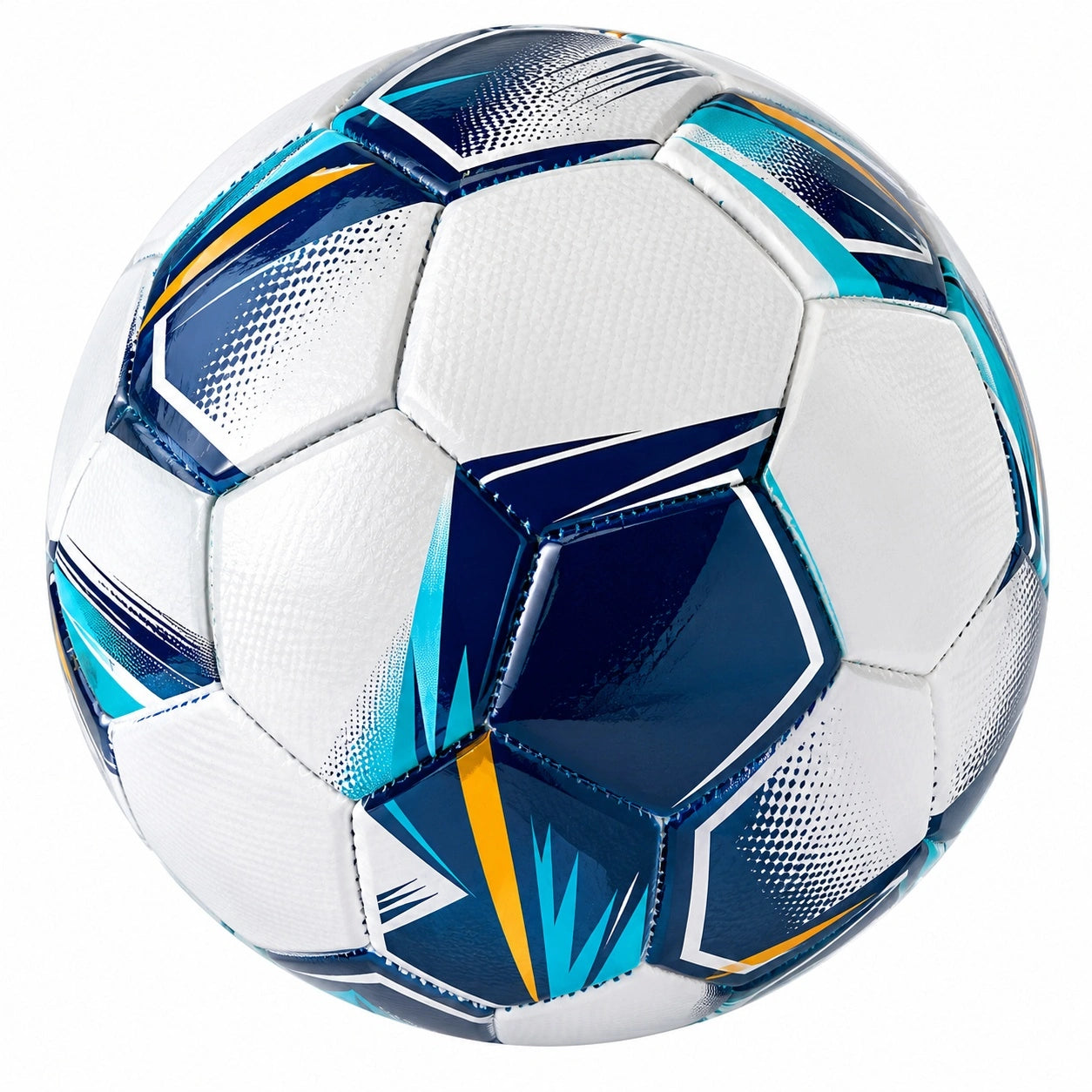 Fußball Weiß Blau Gelb, Handgenäht, 69 cm