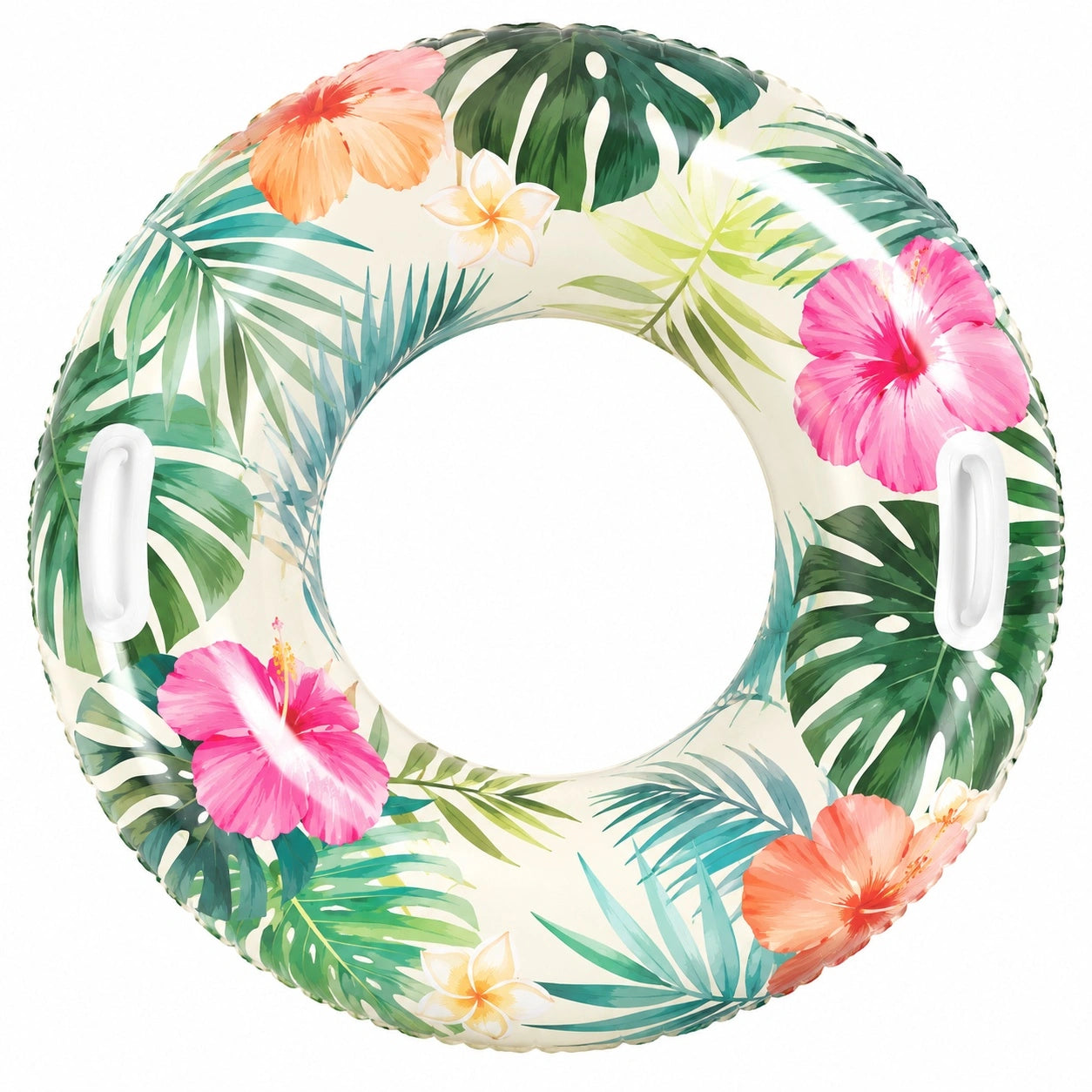 Aufblasbarer Schwimmring mit tropischem Blumenmuster - 90 cm